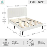 Full size White Upholstered Platform Bed Frame with Headboard-3