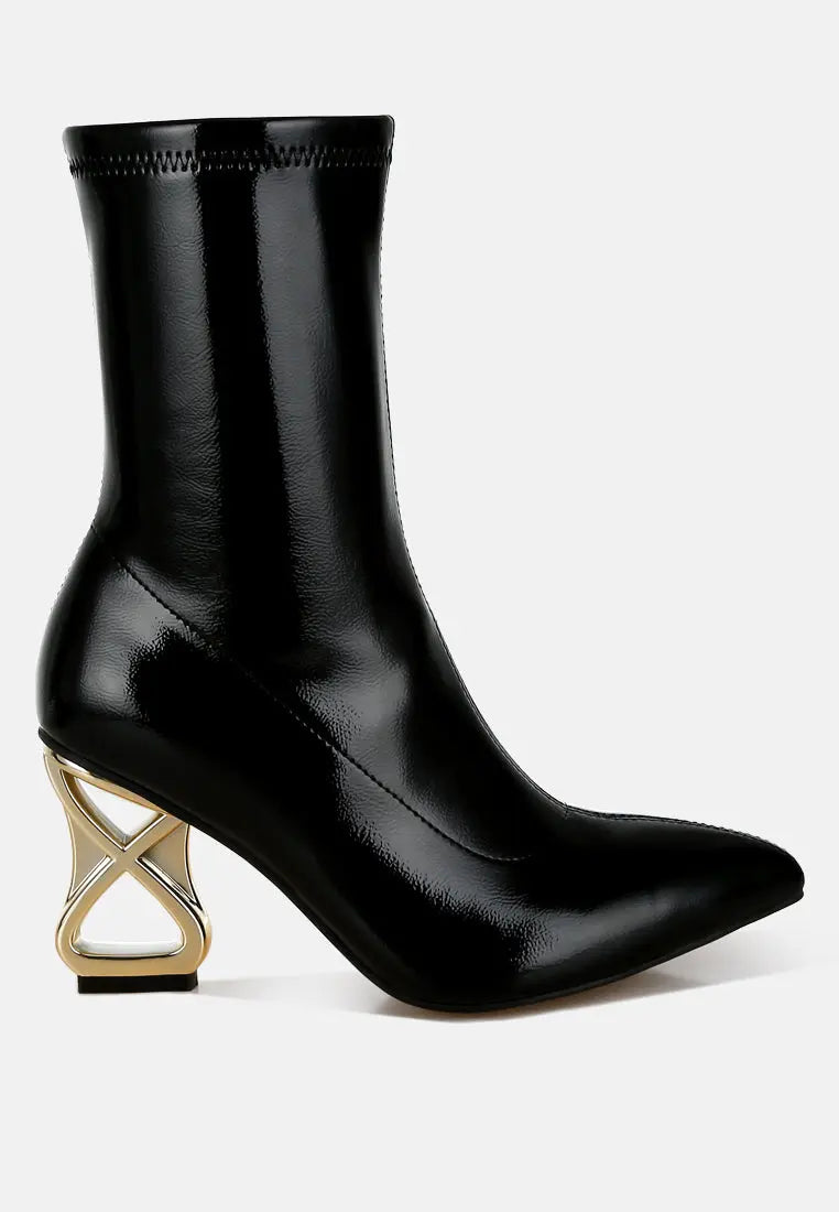 Gaias Fantasy Heel Patent Faux Leather Boots-5