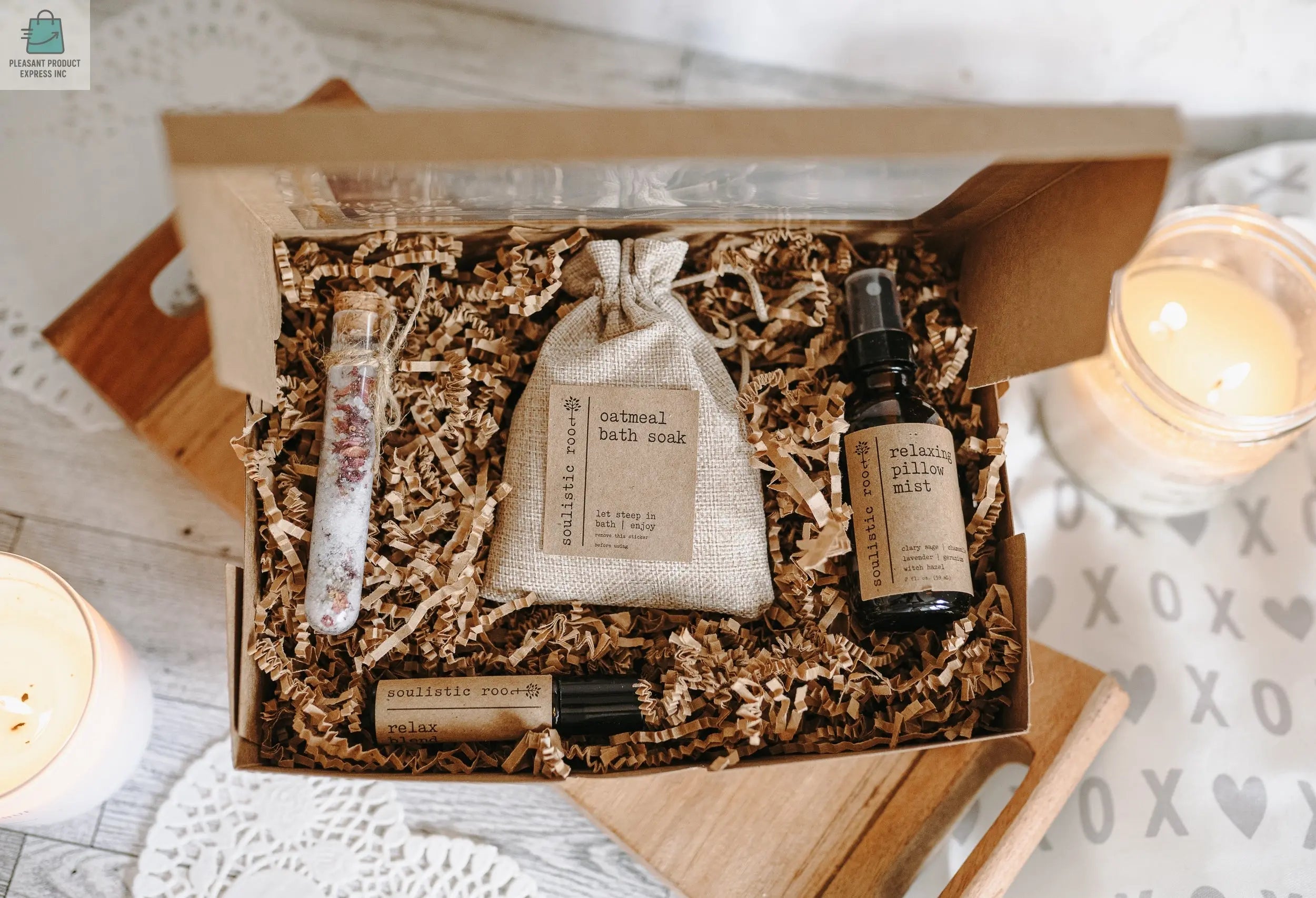 Gift Set - Pillow Spray, Relax Roller, Oatmeal Soak & Rose Test Tubes-1