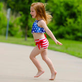 Girls 2 pc Patriotic Red White Blue Stars Stripes Tankini Swimsuit 4th of July-2