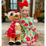 AnnLoren Girls Boutique Holiday Christmas Floral Cotton Winter Dress-1