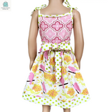 Girls Easter Dress Spring Birds and Pink Arabesque Cotton Knit Spaghetti Straps-1