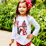 Girls LOVE Christmas Top & Red Polka Dot Ruffle Pants Set-3