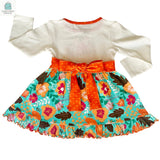 Girls Vibrant Autumn Floral Pumpkin Thanksgiving Dress & Leggings-1