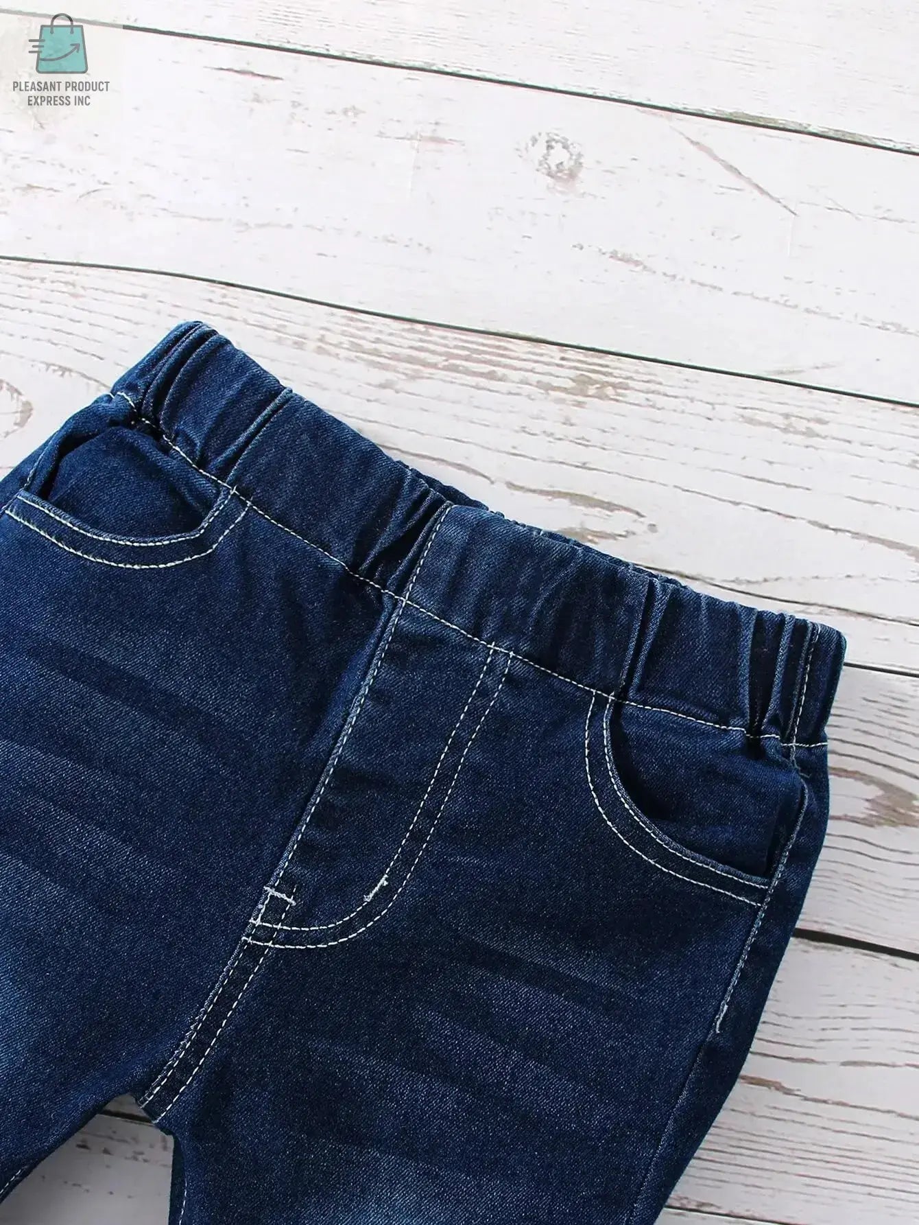 Girls' Solid Flared Denim Pants With Bow TiePleasant Product