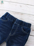Girls' Solid Flared Denim Pants With Bow TiePleasant Product