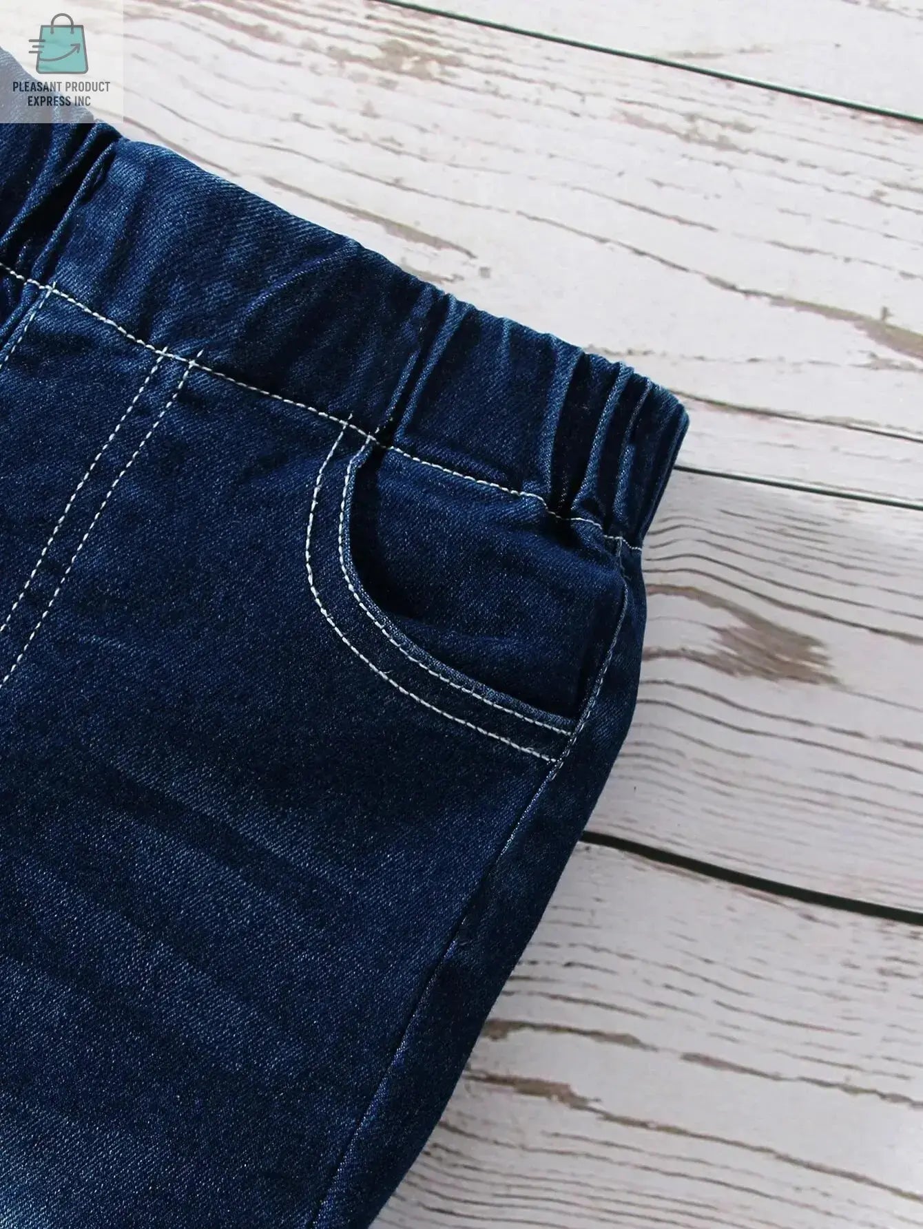 Girls' Solid Flared Denim Pants With Bow TiePleasant Product