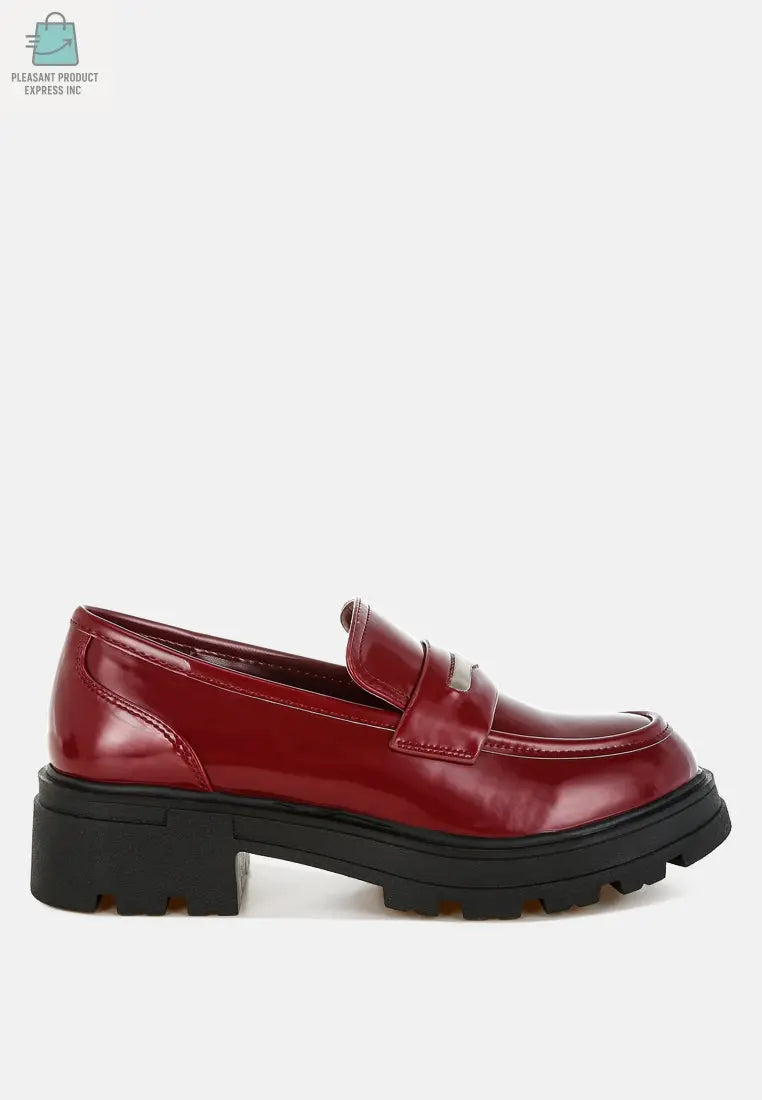 Gleam Stride Faux Leather Chunky Loafers-0
