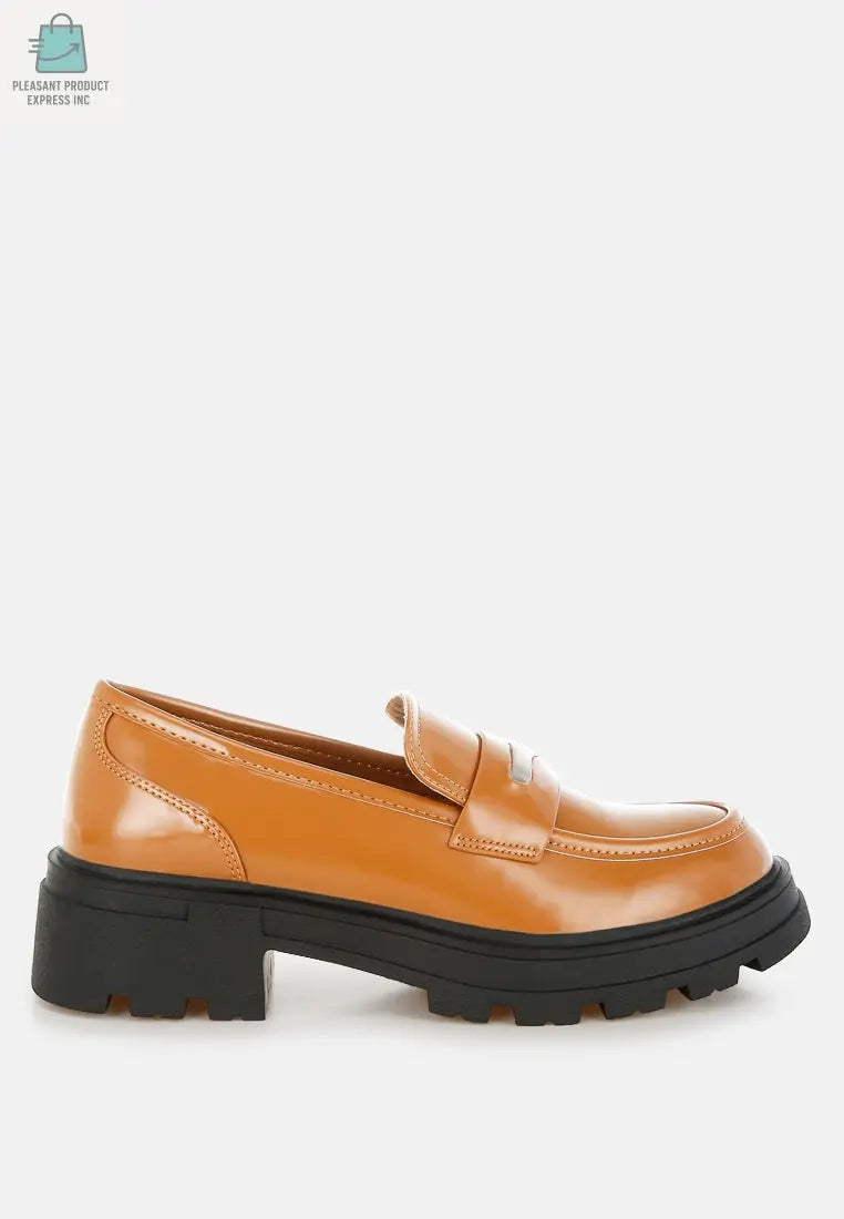 Gleam Stride Faux Leather Chunky Loafers-5
