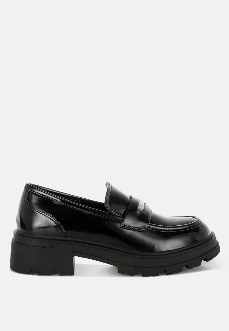 Gleam Stride Faux Leather Chunky Loafers-6
