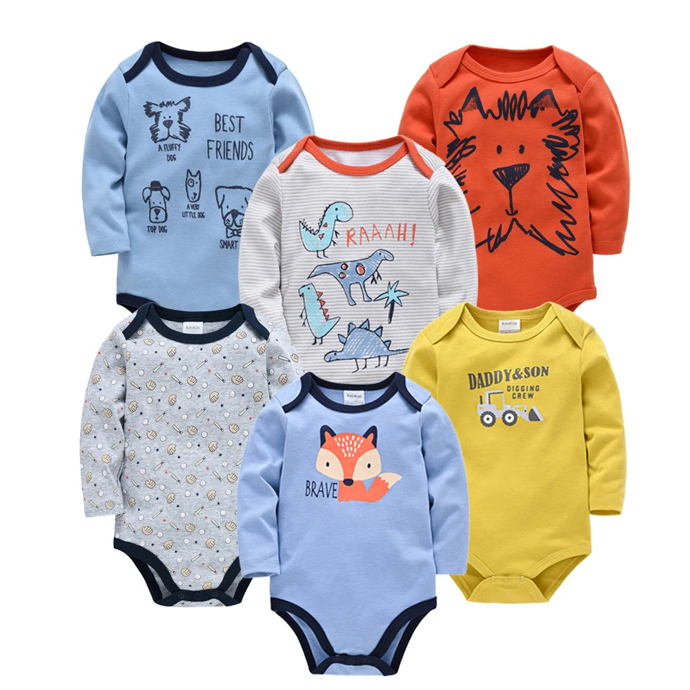 Baby Boys Girls Bodysuit 6 PCS & 3 PCS Long Sleeve 100% Cotton