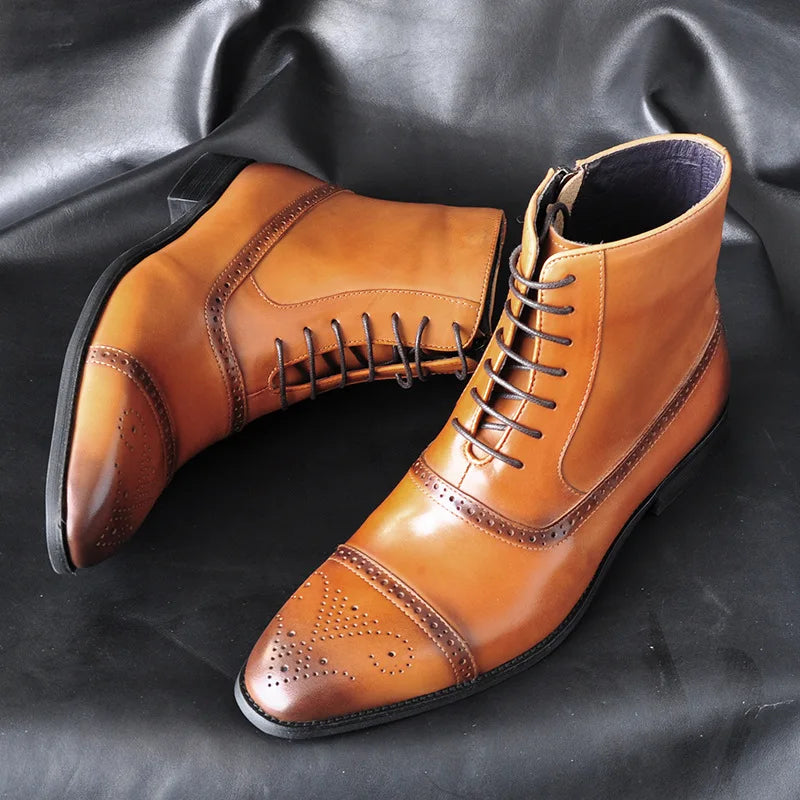 Lace Up Versatile Male Leather  Business Shoes & Boots