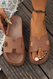 Henley Cutout Design Open Toe Platform Slippers-0