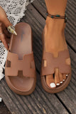 Henley Cutout Design Open Toe Platform Slippers-0