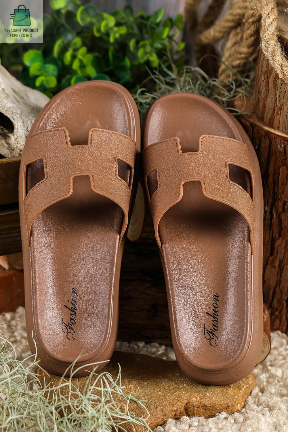 Henley Cutout Design Open Toe Platform Slippers-1