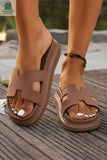 Henley Cutout Design Open Toe Platform Slippers-2
