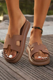 Henley Cutout Design Open Toe Platform Slippers-2