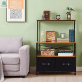 Industrial Metal Wood Printer Stand File Cabinet with Fabric Drawers-2