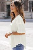 Jennifer Waffle Knit Drop Shoulder Loose Top-2