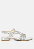 Jisters Cut Out Detail Rhinestone Flat Sandals-0