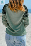 Joanna Leopard Waffle Knit Buttoned V Neck Blouse-1