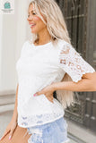 Kataleya Crochet Lace Short Sleeve Blouse-2