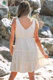 Kenia Solid Color Tied Straps Ruffle Tiered Mini Dress-1