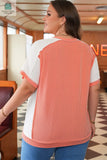 Khloe  Plus Size Rib Color block Short Sleeve Top-1
