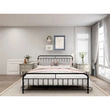 King size Black Metal Platform Bed Frame with Rounded Headboard Footboard-1