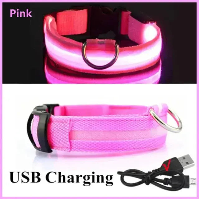 LED Glowing Dog Collar Adjustable RechargeablePleasant Product