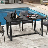 Large Dining Table with Heavy-duty Metal Frame and Anti-slip Foot Pads-Black-3