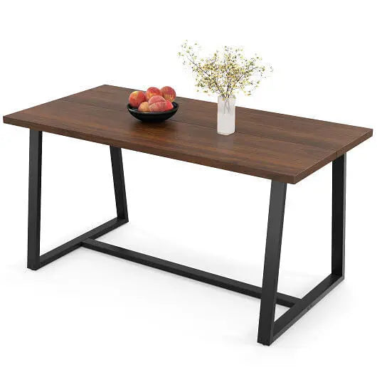 Large Dining Table with Heavy-duty Metal Frame and Anti-slip Foot Pads-Black-4