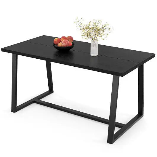 Large Dining Table with Heavy-duty Metal Frame and Anti-slip Foot Pads-Black-9