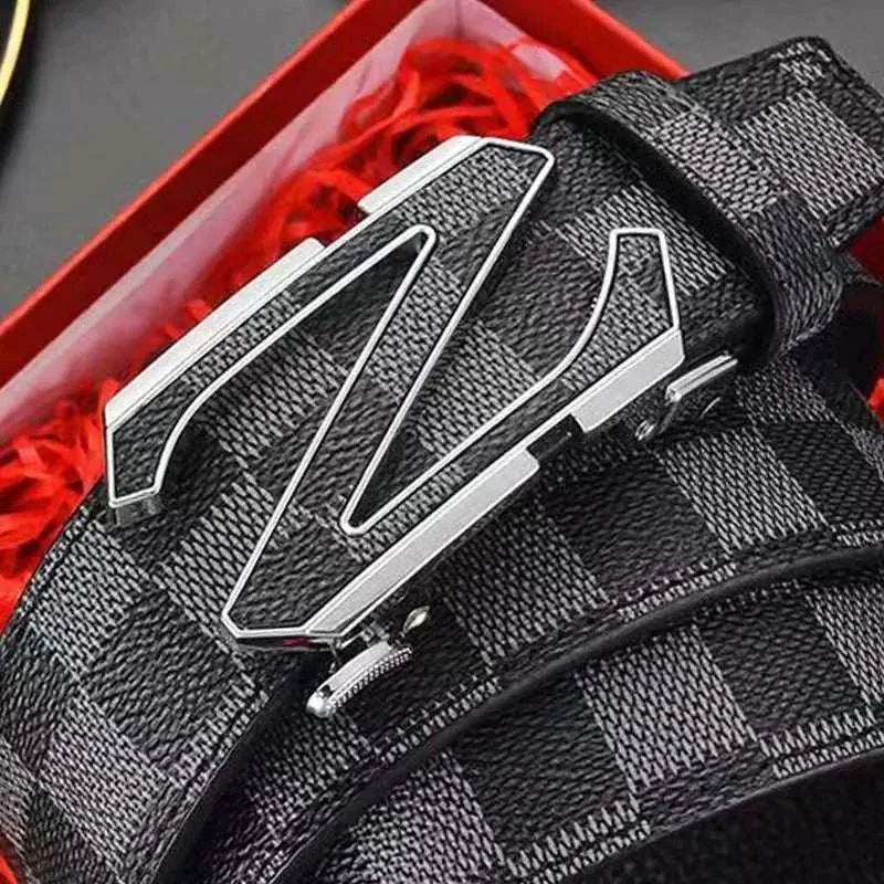 Leather Men Belts - Stylish Durable Premium Leather Plaid Belt for Men