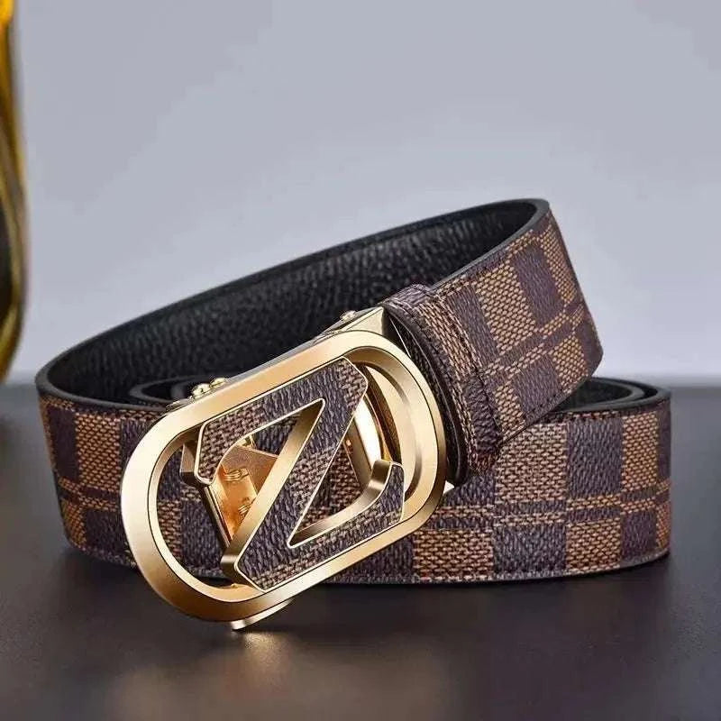 Leather Men Belts - Stylish Durable Premium Leather Plaid Belt for Men