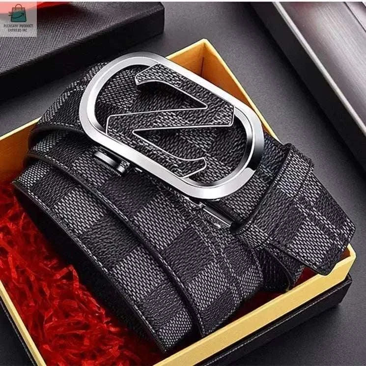 Leather Men Belts - Stylish Durable Premium Leather Plaid Belt for Men