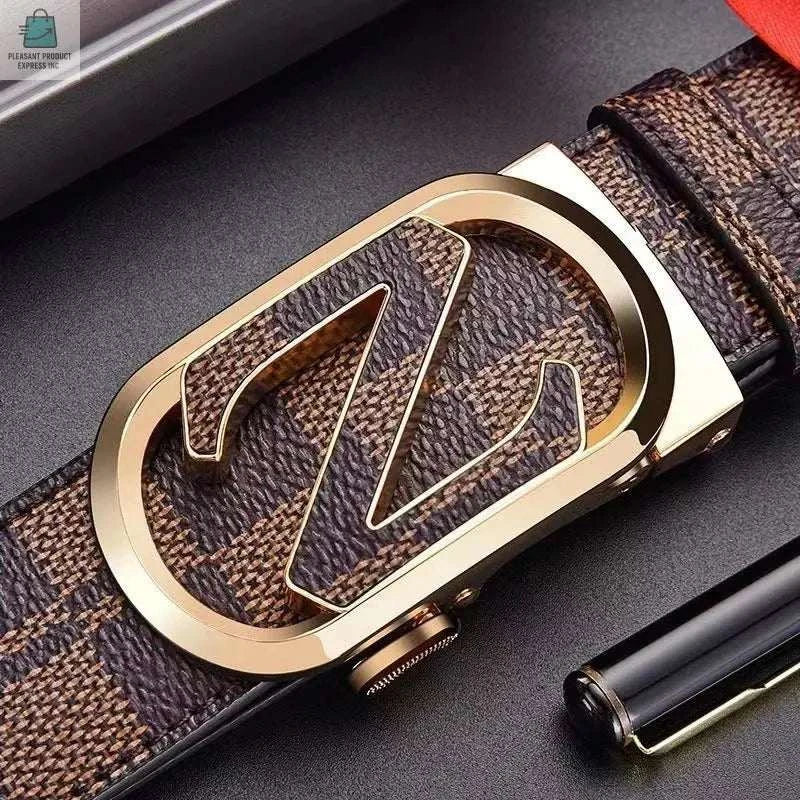 Leather Men Belts - Stylish Durable Premium Leather Plaid Belt for Men