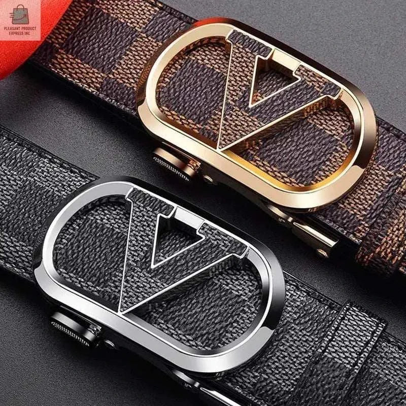 Leather Men Belts - Stylish Durable Premium Leather Plaid Belt for Men
