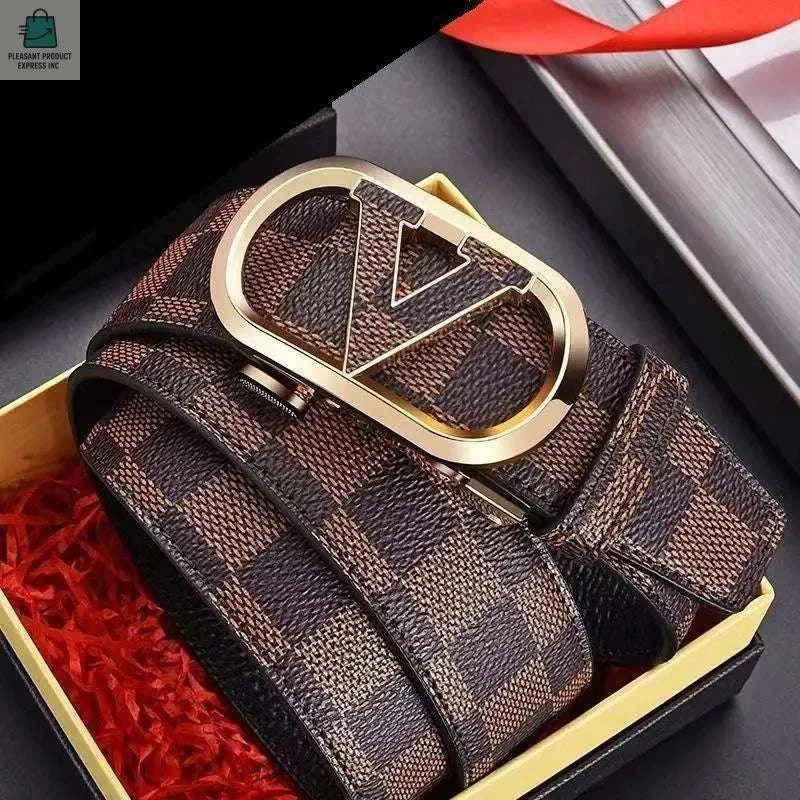 Leather Men Belts - Stylish Durable Premium Leather Plaid Belt for Men