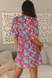 Lena Floral Bubble Sleeve Babydoll Dress-1