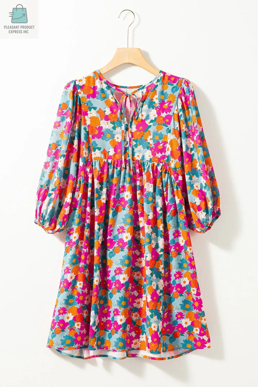 Lena Floral Bubble Sleeve Babydoll Dress-3