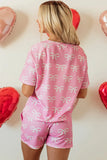 Lilliana Waffle Knit Bowknot T Shirt and Shorts Set-1