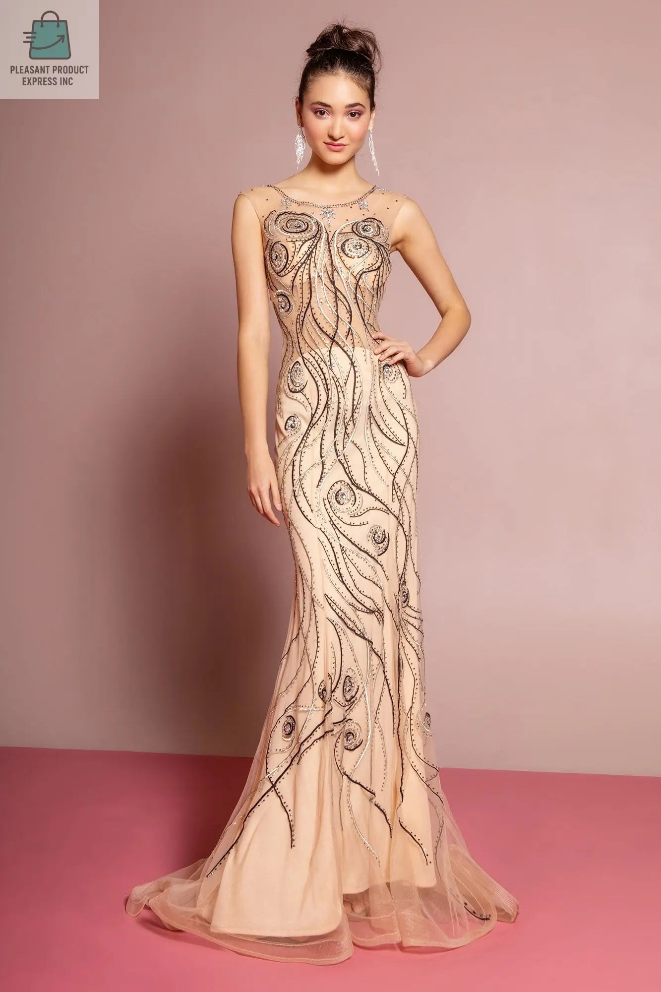 Long Dress with Embroidered Detailing-0