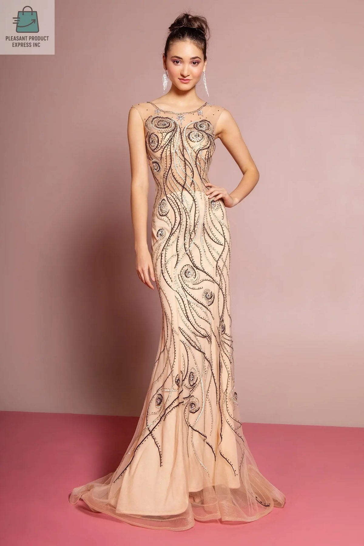Long Dress with Embroidered Detailing-0