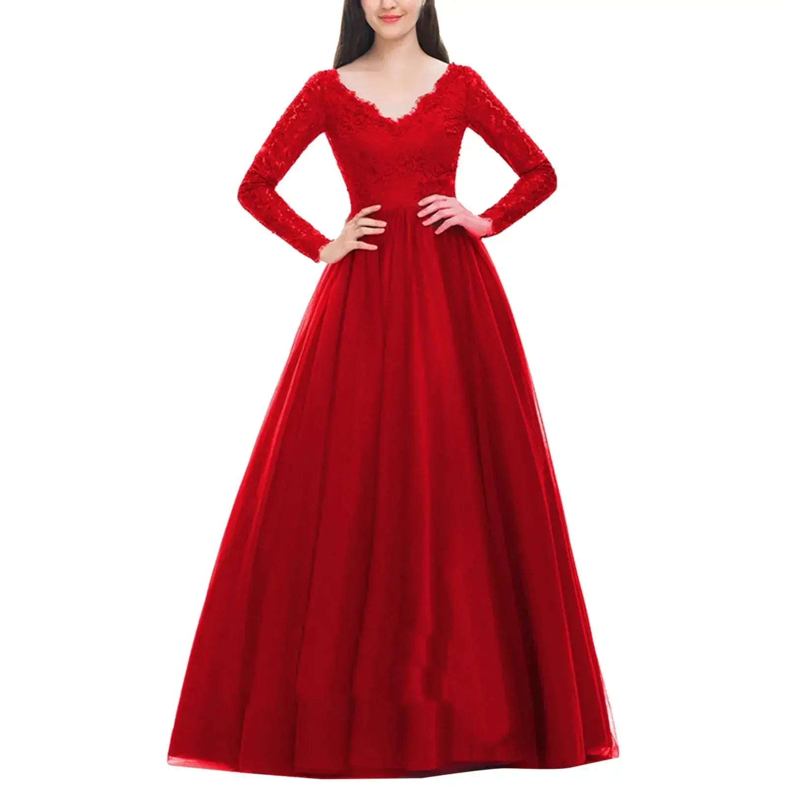 Long Sleeve Heavy Bead Ball Dress WomenPleasant Product