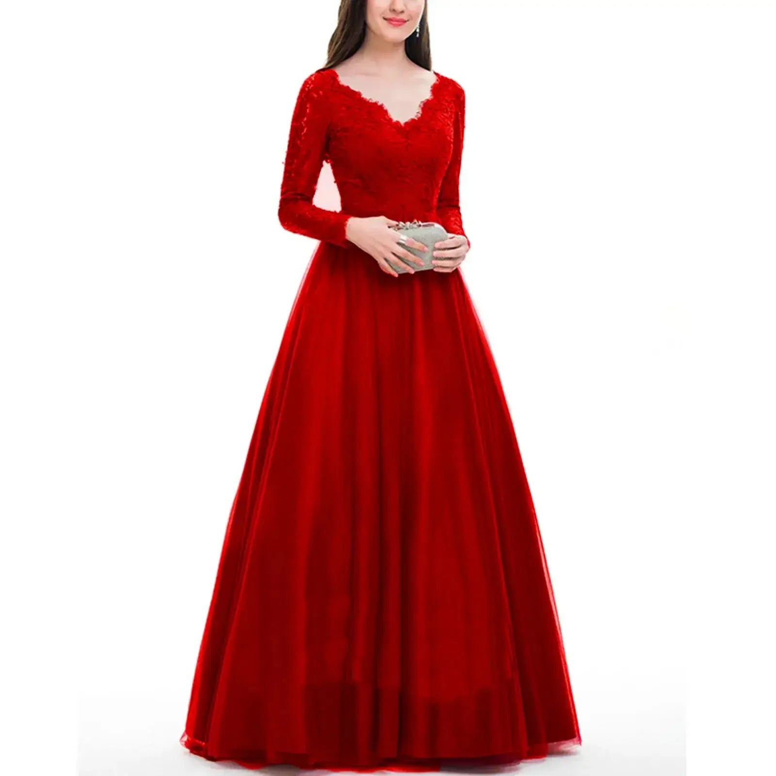Long Sleeve Heavy Bead Ball Dress WomenPleasant Product