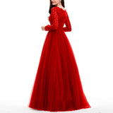 Long Sleeve Heavy Bead Ball Dress WomenPleasant Product