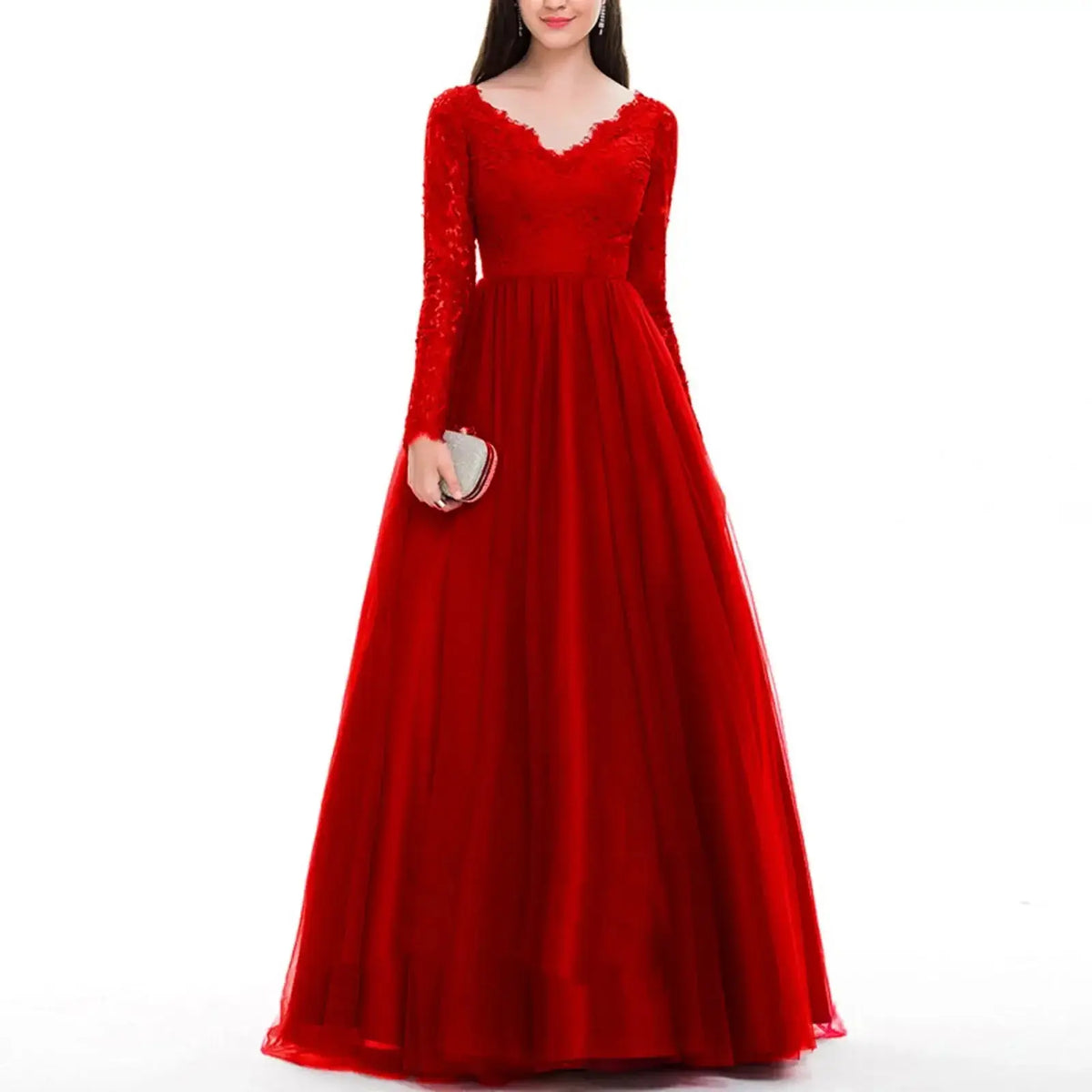 Long Sleeve Heavy Bead Ball Dress WomenPleasant Product