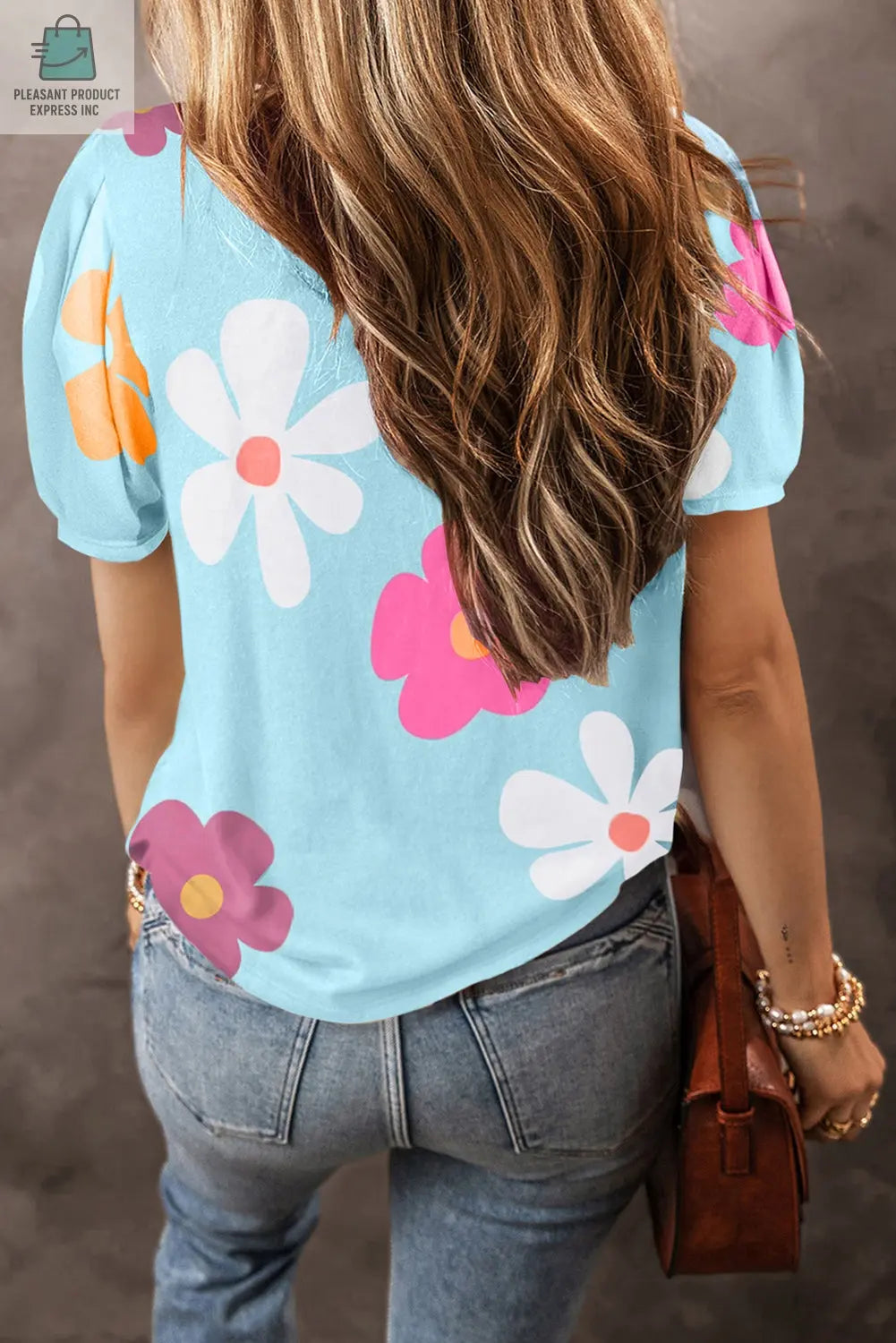 Macy Flower Print Bubble Sleeve Tee-3