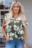 Mariam Floral Split Neck Short Sleeve Blouse-3